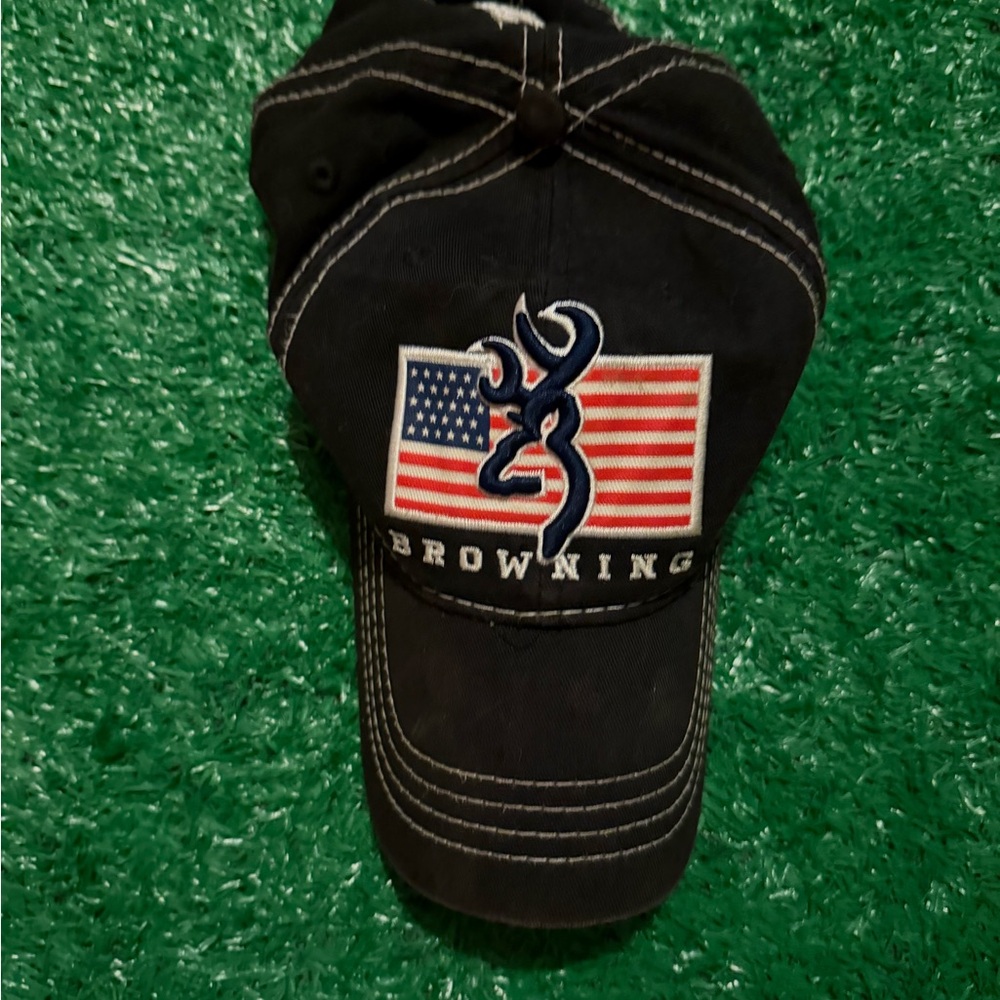 Browning Black Cap with American Flag and Blue Logo